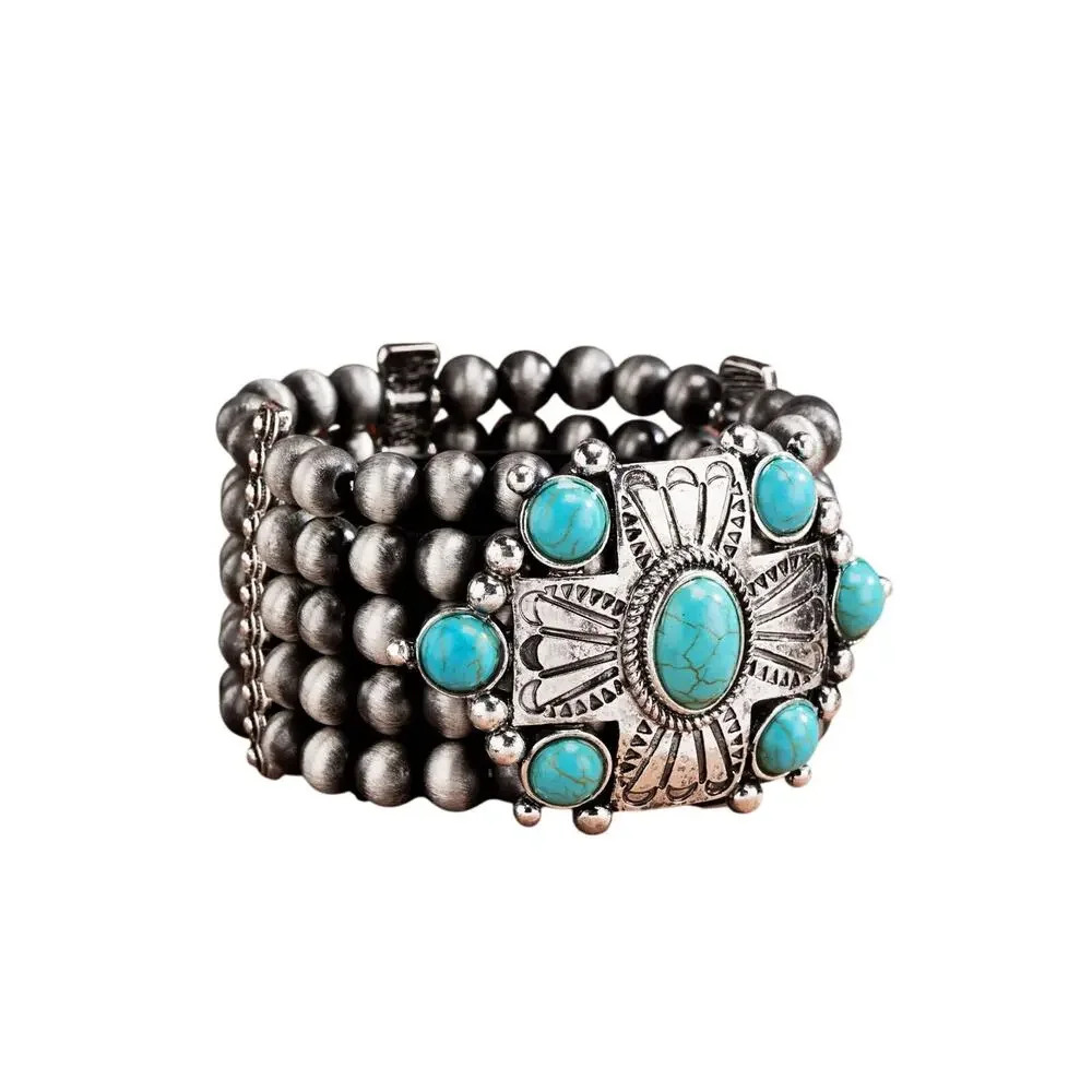 Navajo Pearl and Cross Cuff Bracelet
